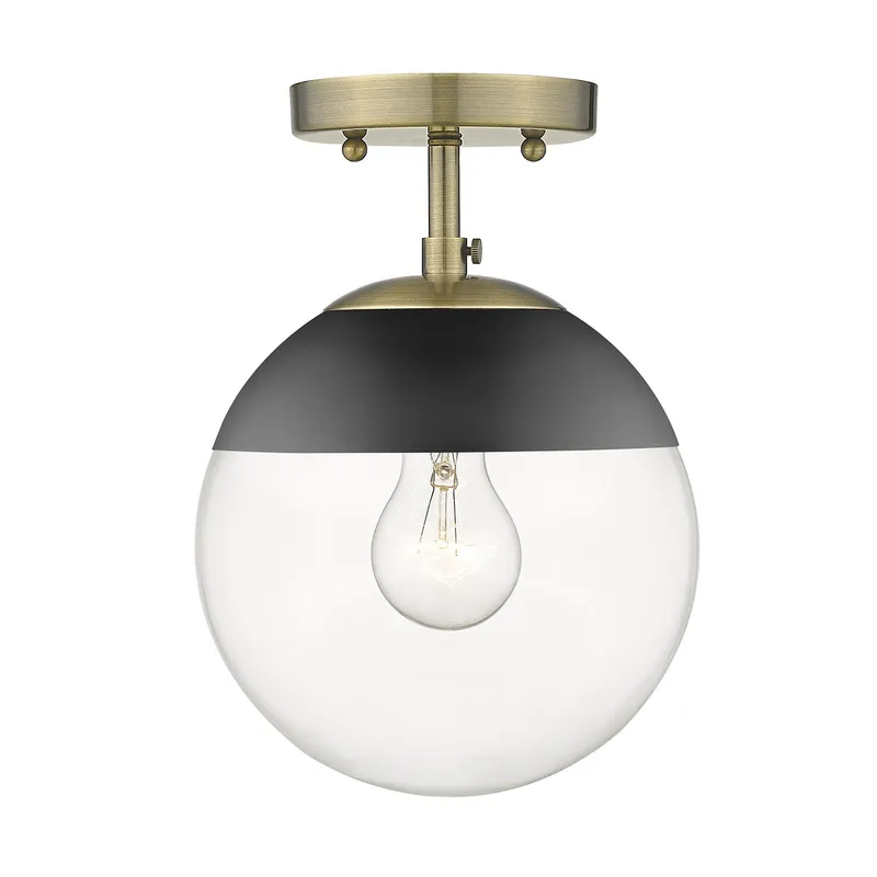 Golden Lighting Dixon 1-light Semi-Flush Mount in Aged Brass and Clear Glass — Golden Lighting LED Ceiling Lights  