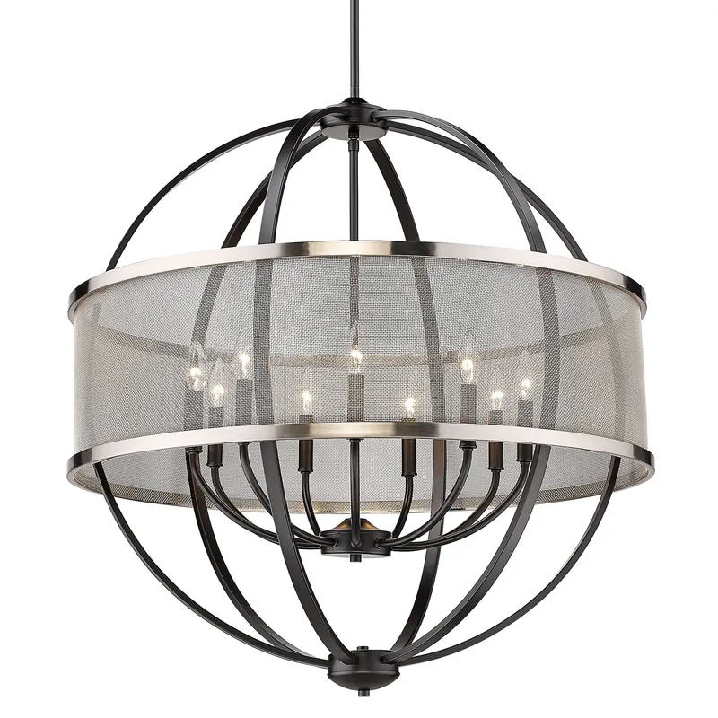 Golden Lighting Colson 9-light Chandelier in Matte Black and Pewter shade — Golden Lighting LED Pendant Lights 60.0W 