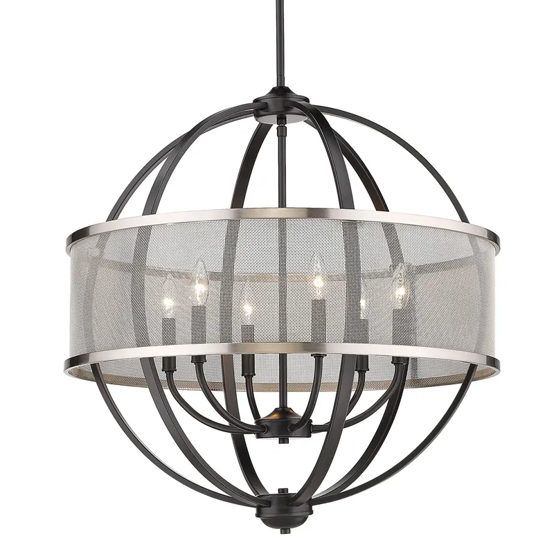 Golden Lighting Colson 6-light Chandelier in Matte Black and Pewter shade — Golden Lighting LED Pendant Lights  