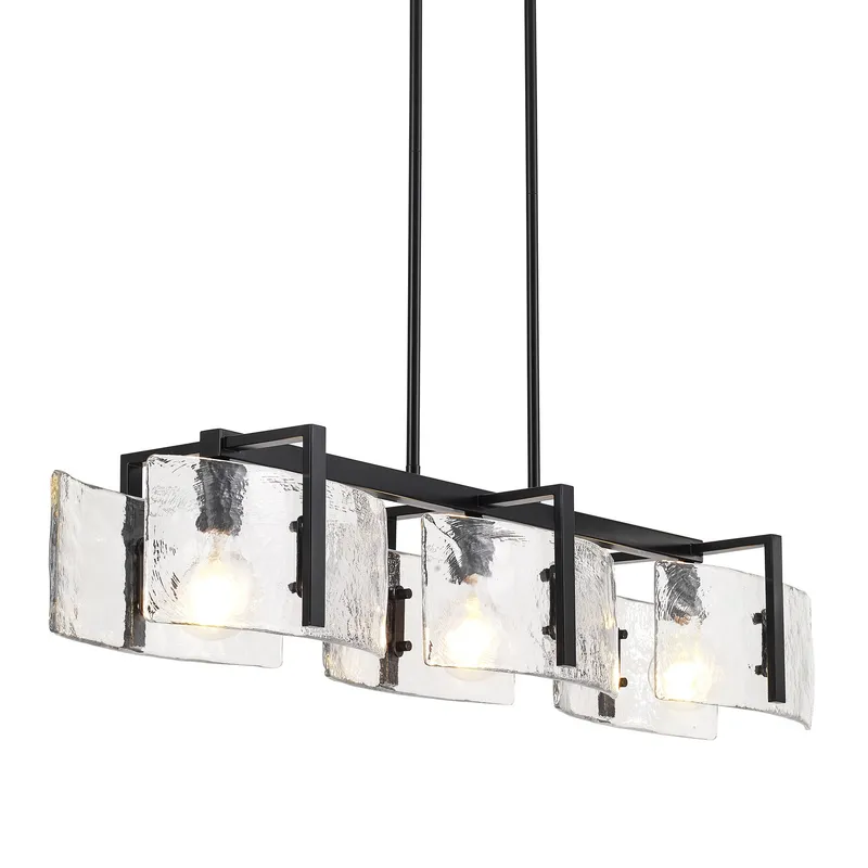 Aenon 3-light Island Light in Matte Black — Golden Lighting LED Pendant Lights  