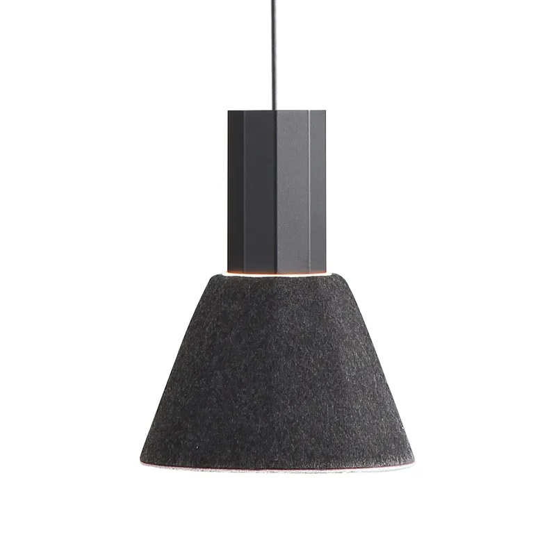 Golden Lighting Faroe 8in Integrated LED Pendant in Flecked Black/Grey Felt — Golden Lighting LED Pendant Lights  3000K