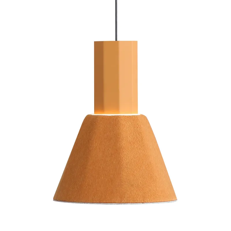 Golden Lighting Faroe 8in Integrated LED Pendant in Earth Yellow/Grey Felt — Golden Lighting LED Pendant Lights  3000K