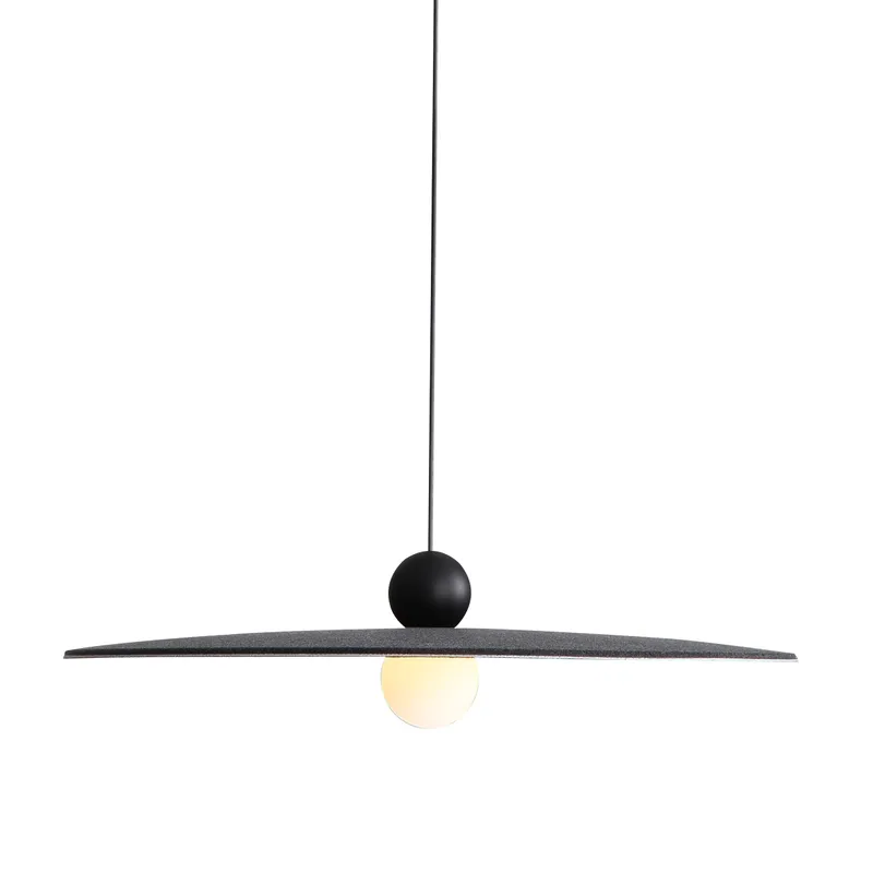 Golden Lighting Faroe 24in Integrated LED Pendant in Flecked Black/Grey Felt — Golden Lighting LED Pendant Lights  3000K