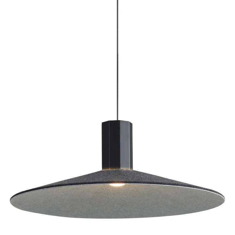 Golden Lighting Faroe 20in Integrated LED Pendant in Flecked Black/Grey Felt — Golden Lighting LED Pendant Lights  3000K