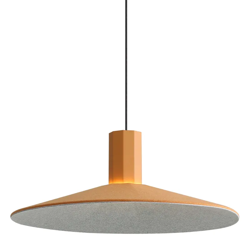 Golden Lighting Faroe 20in Integrated LED Pendant in Earth Yellow/Grey Felt — Golden Lighting LED Pendant Lights  3000K