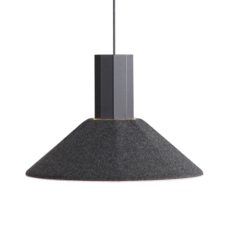 Golden Lighting Faroe 13in Integrated LED Pendant in Flecked Black/Grey Felt — Golden Lighting LED Pendant Lights  3000K