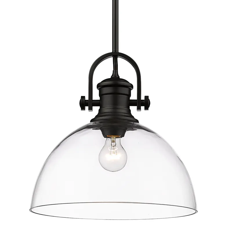 Yep by Golden Lighting Hines 1-light 14in Pendant in Matte Black and Clear Glass — Golden Lighting LED Pendant Lights  
