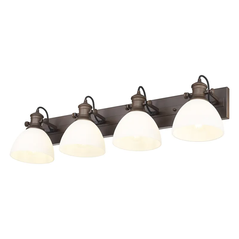 Yep by Golden Lighting Hines 4-light Vanity in Rubbed Bronze and Opal Glass — Golden Lighting LED Wall Lights 60.0W 