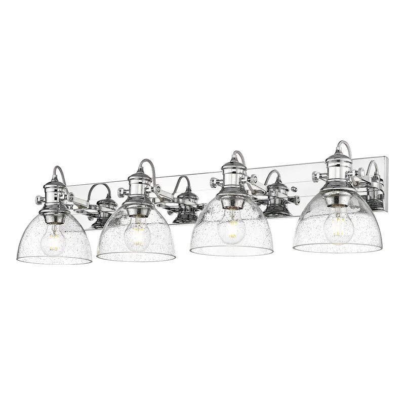 Yep by Golden Lighting Hines 4-light Vanity in Chrome and Seeded Glass — Golden Lighting LED Wall Lights 60.0W 