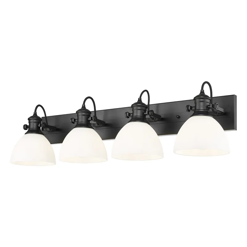 Yep by Golden Lighting Hines 4-light Vanity in Matte Black and Opal Glass — Golden Lighting LED Wall Lights  