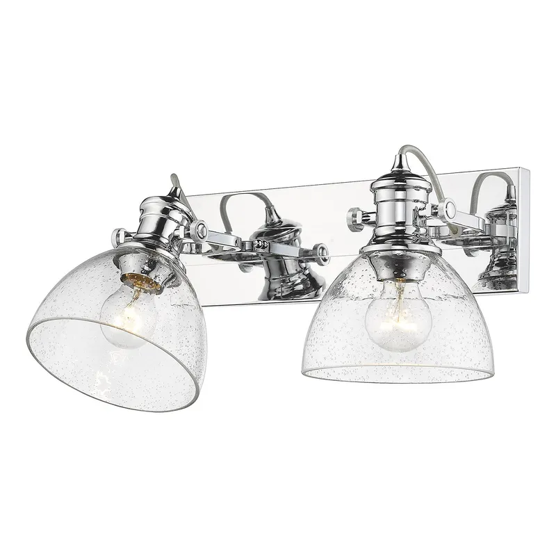 Yep by Golden Lighting Hines 2-light Vanity in Chrome and Seeded Glass — Golden Lighting LED Wall Lights 60.0W 