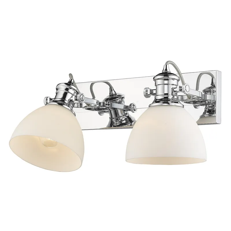 Yep by Golden Lighting Hines 2-light Vanity in Chrome and Opal Glass — Golden Lighting LED Wall Lights 60.0W 