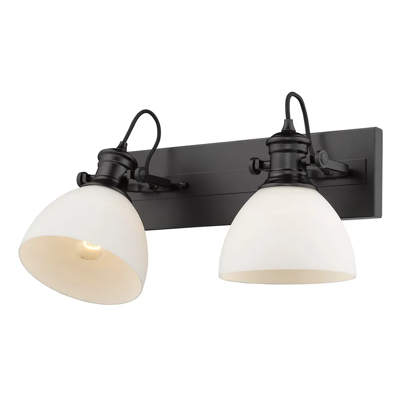 Yep by Golden Lighting Hines 2-light Vanity in Matte Black and Opal Glass — Golden Lighting LED Wall Lights 60.0W 