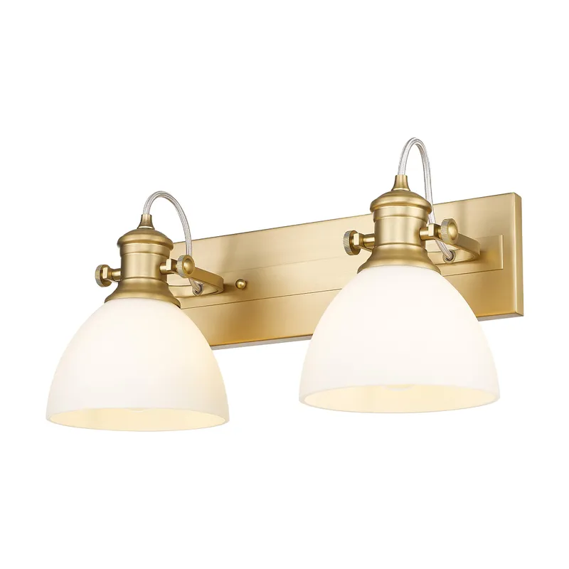 Yep by Golden Lighting Hines 2-light Vanity in Brushed Champagne Brass and Opal Glass — Golden Lighting LED Wall Lights 60.0W 