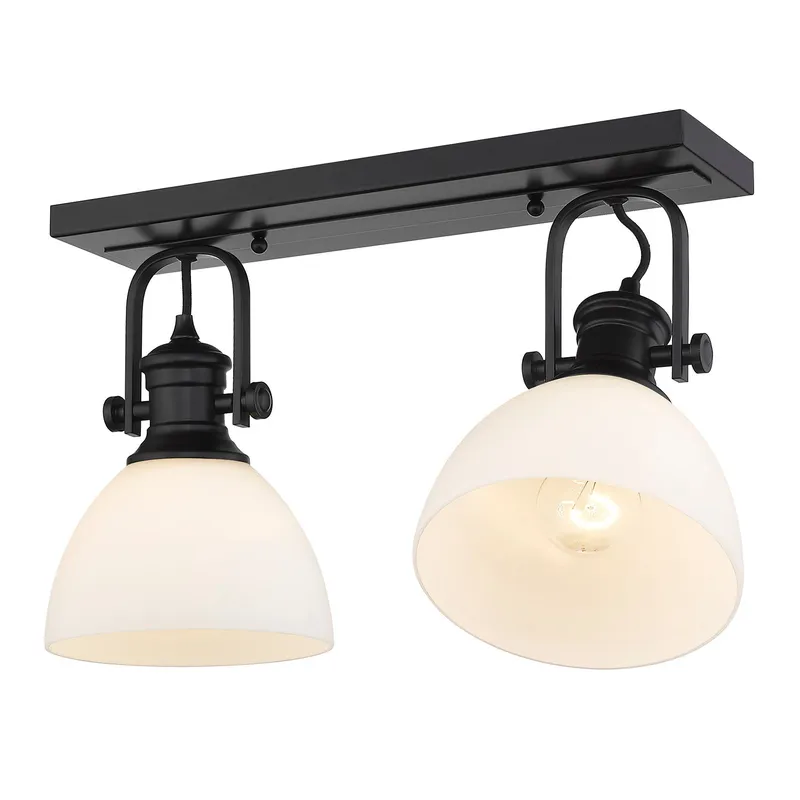 Yep by Golden Lighting Hines 2-light Semi-Flush Mount in Matte Black and Opal Glass — Golden Lighting LED Ceiling Lights 60.0W 