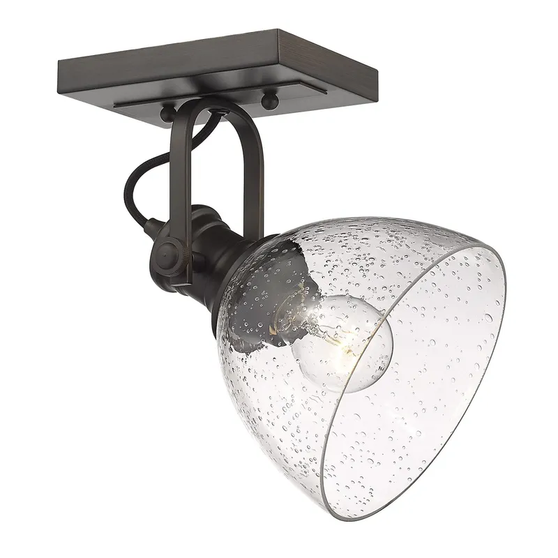 Yep by Golden Lighting Hines 1-light Adjustable Semi-Flush Mount in Rubbed Bronze and Seeded Glass — Golden Lighting LED Ceiling Lights 60.0W 