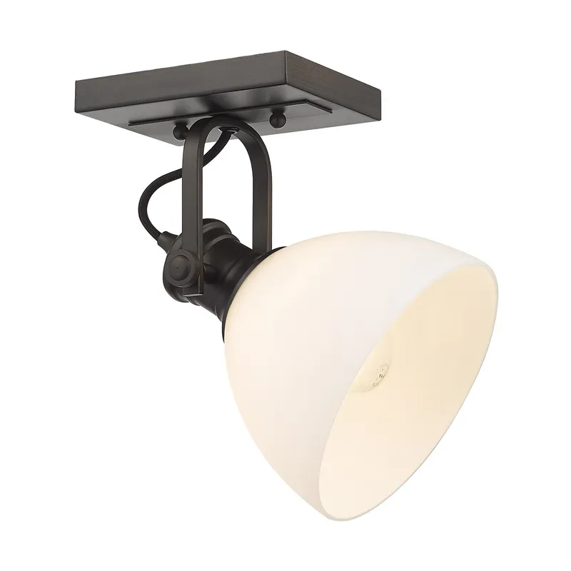 Yep by Golden Lighting Hines 1-light Adjustable Semi-Flush Mount in Rubbed Bronze and Opal Glass — Golden Lighting LED Ceiling Lights  