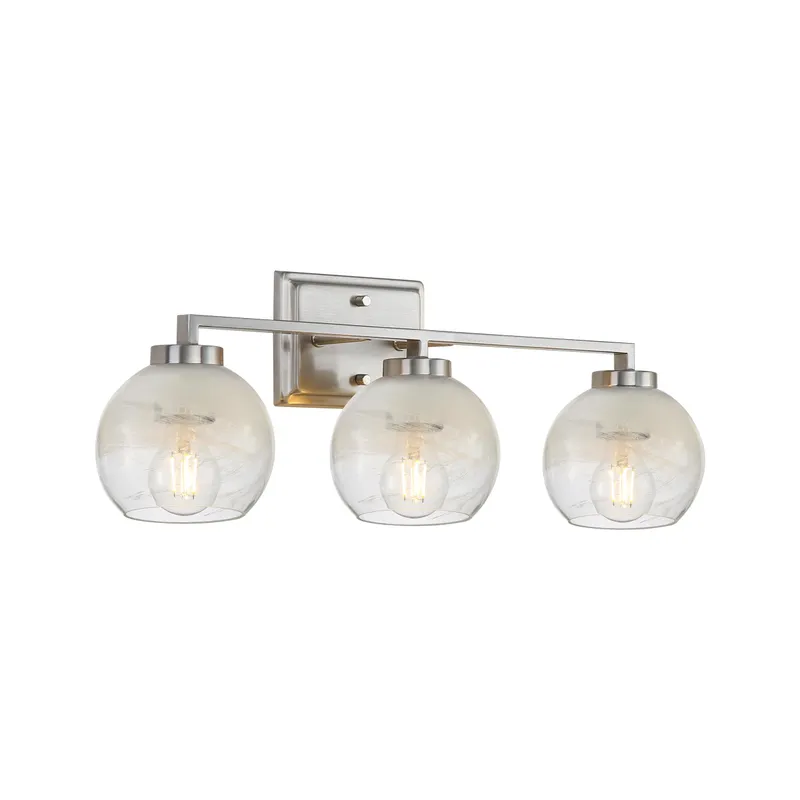 Yep by Golden Lighting Elliott 3-light Vanity in Pewter and Clear Alabaster Glass — Golden Lighting LED Wall Lights  