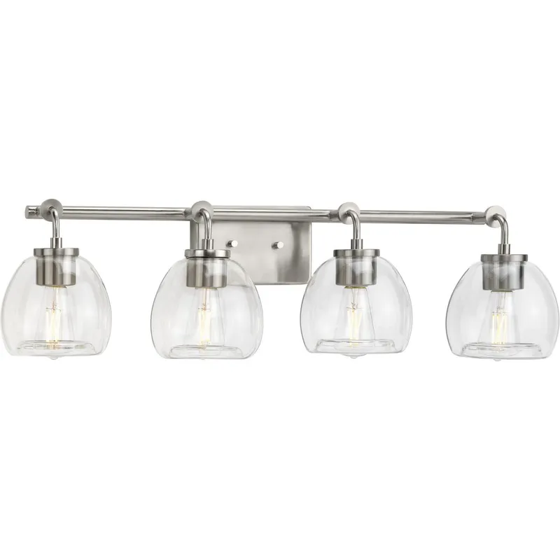 Caisson Collection Four-Light Clear Glass Bath Vanity Light — Progress Lighting LED Wall Lights  