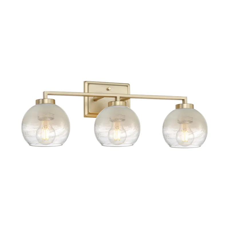 Yep by Golden Lighting Elliott 3-light Vanity in Brushed Champagne Brass and Clear Alabaster Glass — Golden Lighting LED Wall Lights 60.0W 
