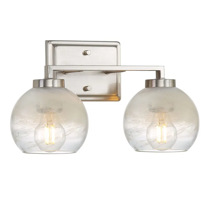 Yep by Golden Lighting Elliott 2-light Vanity in Pewter and Clear Alabaster Glass — Golden Lighting LED Wall Lights 60.0W 