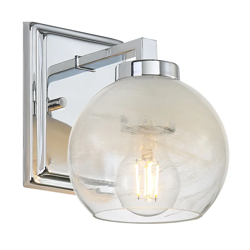Yep by Golden Lighting Elliott 1-light Vanity in Chrome and Clear Alabaster Glass — Golden Lighting LED Wall Lights  