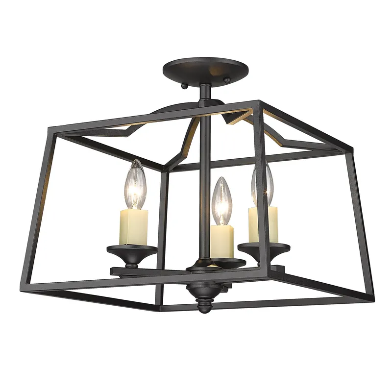 Golden Lighting Athena 3-light Semi-Flush Mount in Natural Black — Golden Lighting LED Ceiling Lights  
