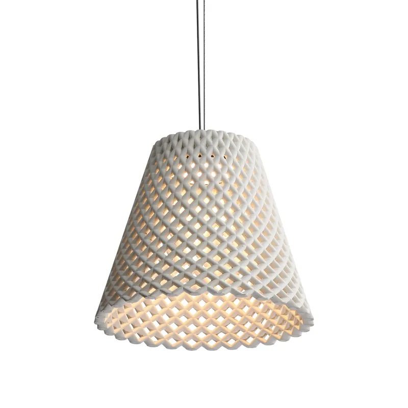 Golden Lighting Clarus 14in Integrated LED Pendant in White Sandstone Cement — Golden Lighting LED Pendant Lights  3000K