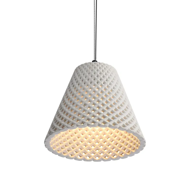 Golden Lighting Clarus 10in Integrated LED Pendant in White Sandstone Cement — Golden Lighting LED Pendant Lights  
