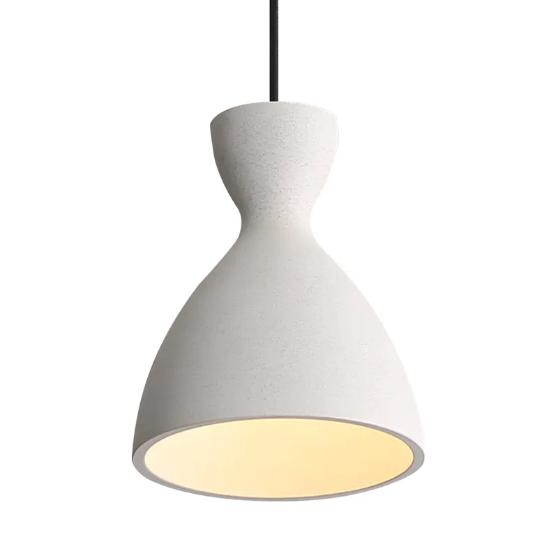 Golden Lighting Aethera 7in Integrated LED Pendant in White Sandstone Cement — Golden Lighting LED Pendant Lights  3000K