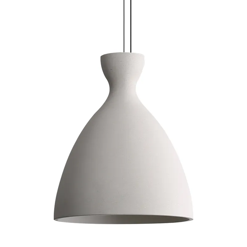Golden Lighting Aethera 14in Integrated LED Pendant in White Sandstone Cement — Golden Lighting LED Pendant Lights  