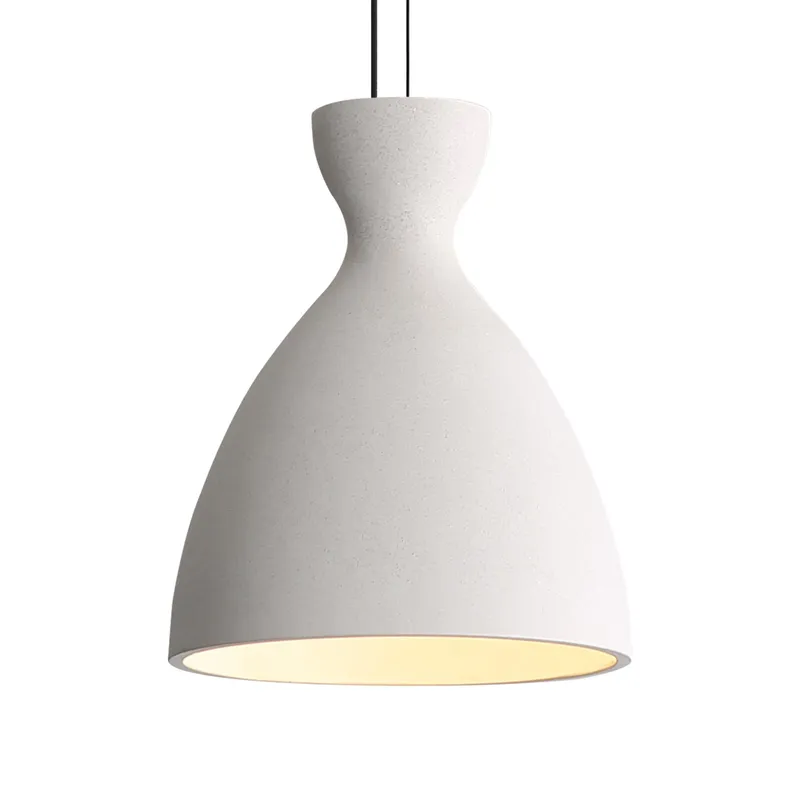 Golden Lighting Aethera 10in Integrated LED Pendant in White Sandstone Cement — Golden Lighting LED Pendant Lights  