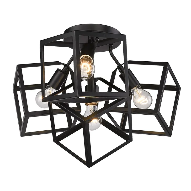 Golden Lighting Cassio 4-light Semi-Flush Mount in Matte Black — Golden Lighting LED Ceiling Lights  