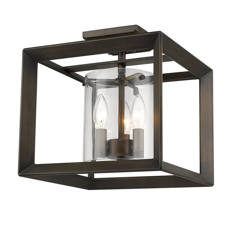 Golden Lighting Smyth 3-light Semi-Flush Mount in Gunmetal Bronze — Golden Lighting LED Ceiling Lights 60.0W 