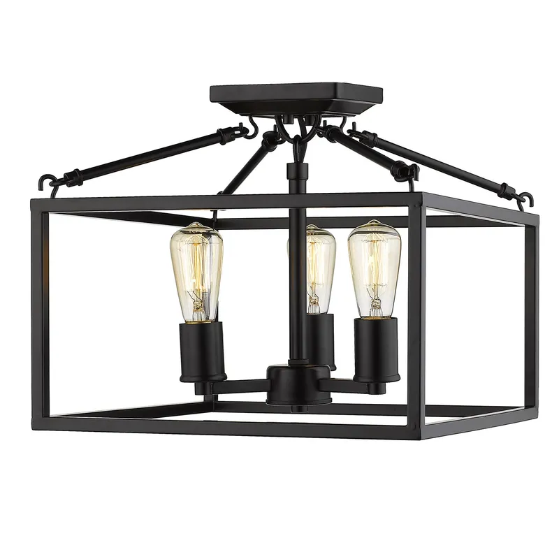 Golden Lighting Wesson 3-light Semi-Flush Mount in Matte Black — Golden Lighting LED Ceiling Lights  
