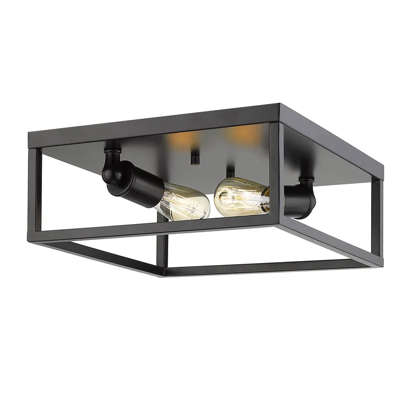 Golden Lighting Wesson 2-light Flush Mount in Matte Black — Golden Lighting LED Ceiling Lights 60.0W 