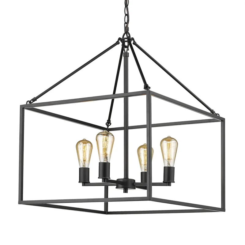 Golden Lighting Wesson 4-light Chandelier in Matte Black — Golden Lighting LED Pendant Lights 60.0W 