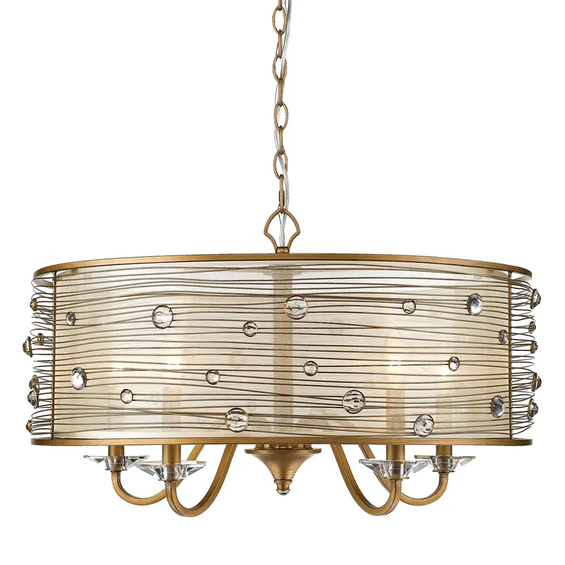 Golden Lighting Joia 5-light Chandelier in Peruvian Gold — Golden Lighting LED Pendant Lights  