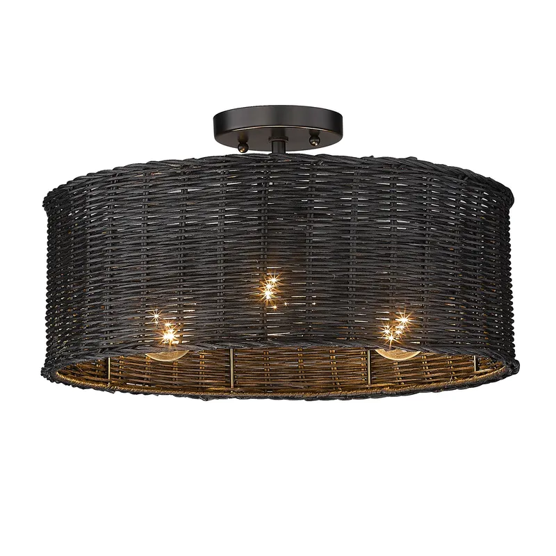 Golden Lighting Erma 3-light Semi-Flush Mount in Matte Black — Golden Lighting LED Ceiling Lights 100.0W 
