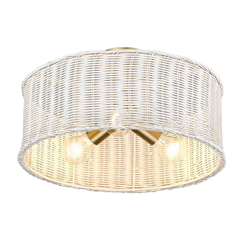 Golden Lighting Erma 3-light Semi-Flush Mount in Brushed Champagne Brass — Golden Lighting LED Pendant Lights 100.0W 