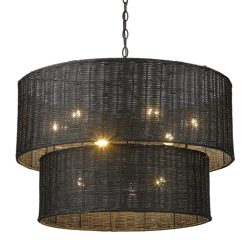 Golden Lighting Erma 9-light Chandelier in Matte Black — Golden Lighting LED Pendant Lights  