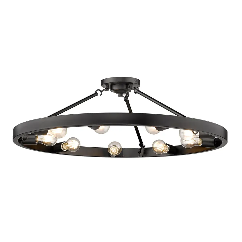 Golden Lighting Castile 9-light Semi-Flush Mount in Matte Black — Golden Lighting LED Pendant Lights  