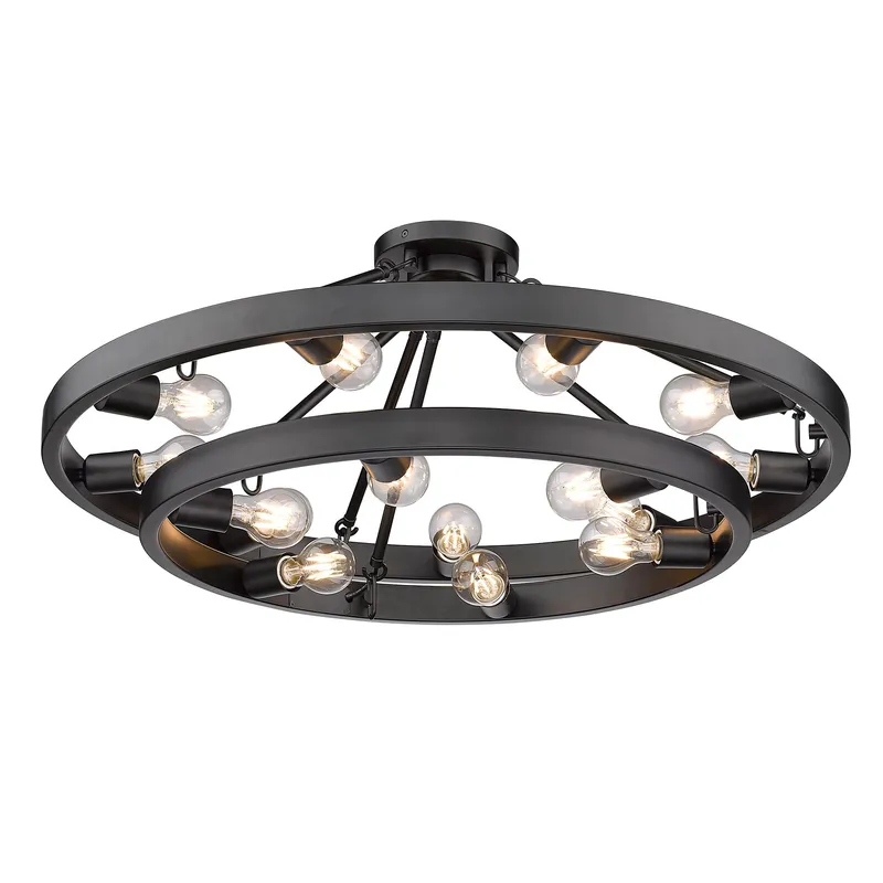 Golden Lighting Castile 15-light Semi-Flush Mount in Matte Black — Golden Lighting LED Pendant Lights  