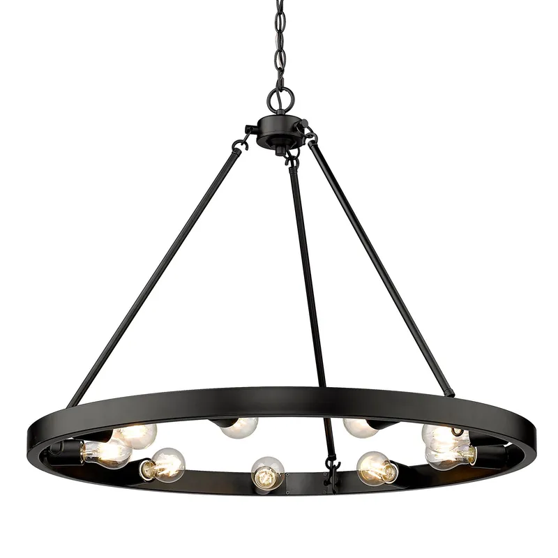 Golden Lighting Castile 9-light Chandelier in Matte Black — Golden Lighting LED Pendant Lights  
