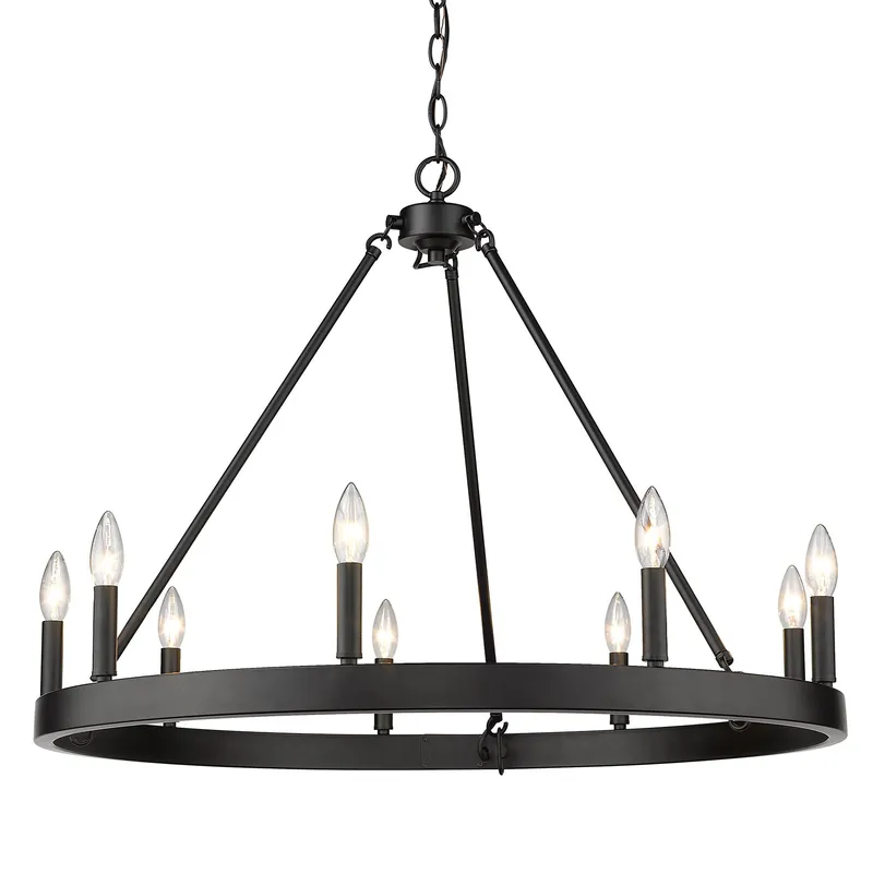 Golden Lighting Alastair 9-light Chandelier in Matte Black — Golden Lighting LED Pendant Lights  