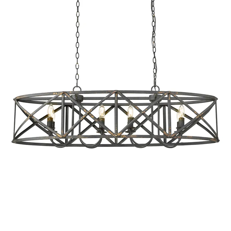 Golden Lighting Alcott 8-light Island Light in Antique Black Iron — Golden Lighting LED Ceiling Lights  