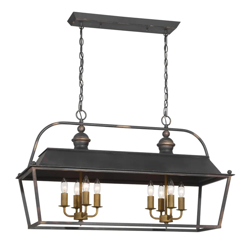 Golden Lighting Christoff 8-light Island Light in Antique Black Iron — Golden Lighting LED Pendant Lights  