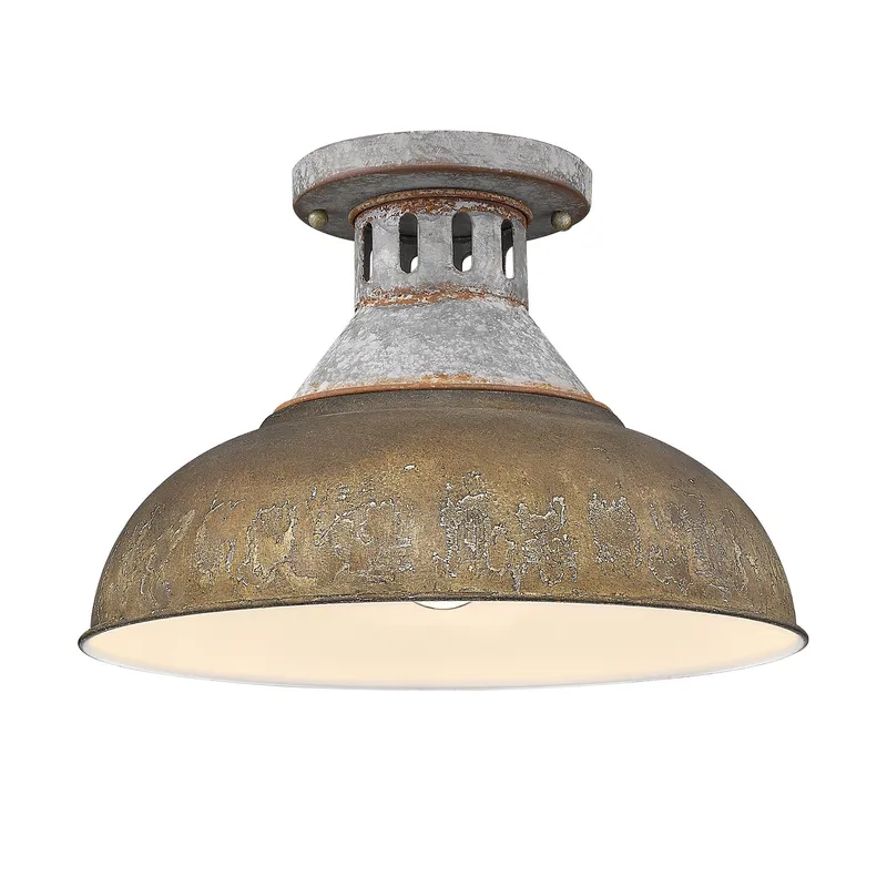 Golden Lighting Kinsley 1-light Semi-Flush Mount in Antique Rust shade — Golden Lighting LED Ceiling Lights 100.0W 