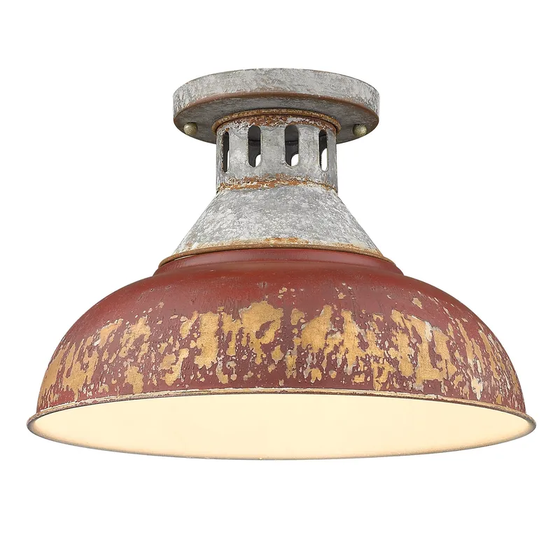 Golden Lighting Kinsley 1-light Semi-Flush Mount in Antique Red shade — Golden Lighting LED Ceiling Lights 100.0W 