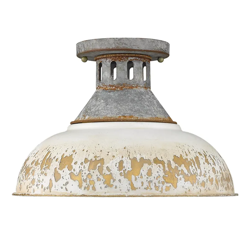 Golden Lighting Kinsley 1-light Semi-Flush Mount in Antique Ivory shade — Golden Lighting LED Ceiling Lights  